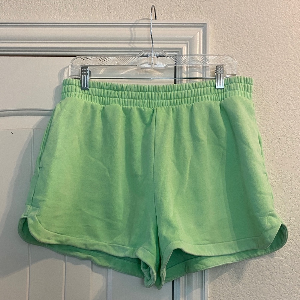 Neon Green Women's Sweat Shorts, Sz L